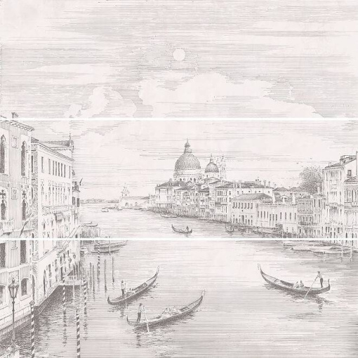 12109R/3x/3F Панно Город на воде Venice, 3 части 25х75, обрезной (размер каждой части) 75*75 KERAMA MARAZZI
