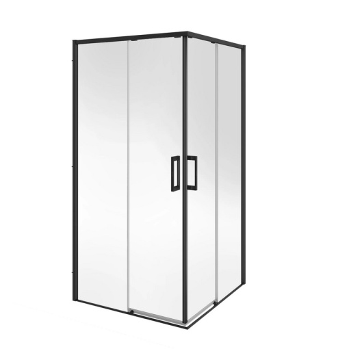 LN.100.SSD.BLK.M Душевой уголок Lindo/Линдо, раздв. с функц. soft close/плав. отк. и зак., квадр.,100х100х195, черный KERAMA MARAZZI