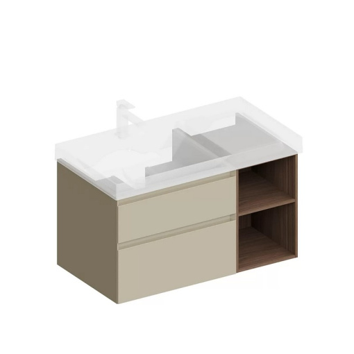 CUB.90.2Lh/LIM.N Тумба CUBO левая подвесная с ящиками 90, лимо матовая- структ.орех KERAMA MARAZZI