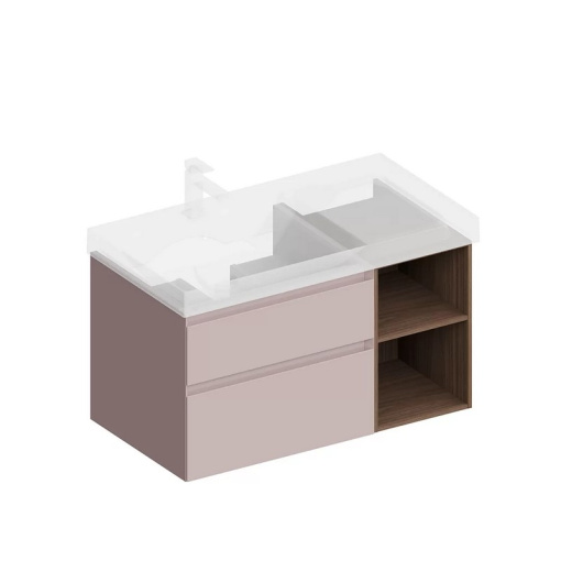 CUB.90.2Lh/MAL.N Тумба CUBO левая подвесная с ящиками 90, мальва матовая- структ.орех KERAMA MARAZZI