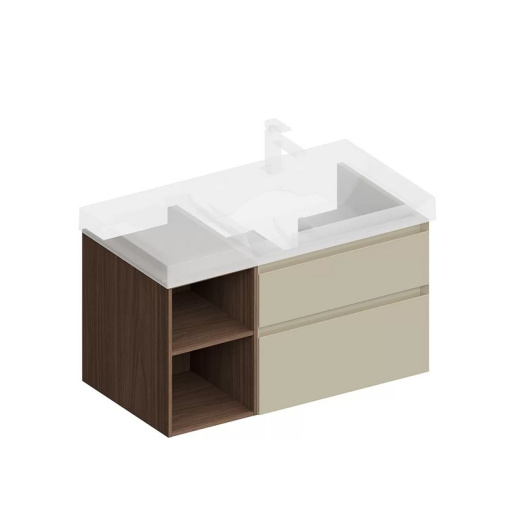 CUB.90.2Rh/LIM.N Тумба CUBO правая подвесная с ящиками 90, лимо матовая- структ.орех KERAMA MARAZZI