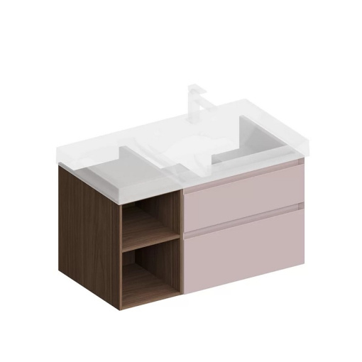 CUB.90.2Rh/MAL.N Тумба CUBO правая подвесная с ящиками 90, мальва матовая- структ.орех KERAMA MARAZZI