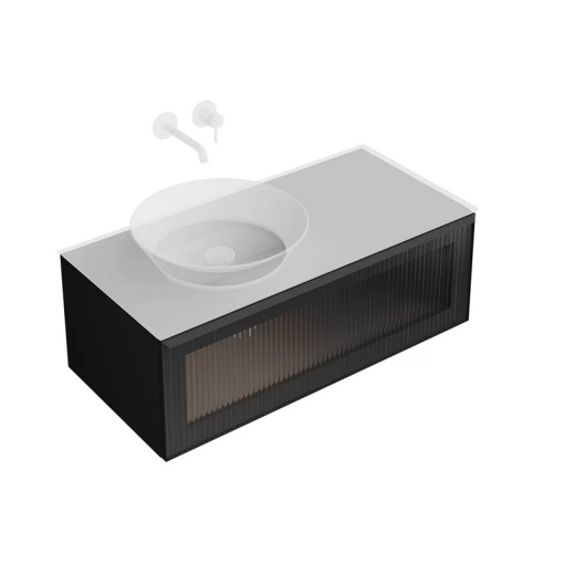 IC.100.1/BLK Тумба ICONICO подвесная 100 с рифленым стеклом, 1 ящик, черная KERAMA MARAZZI