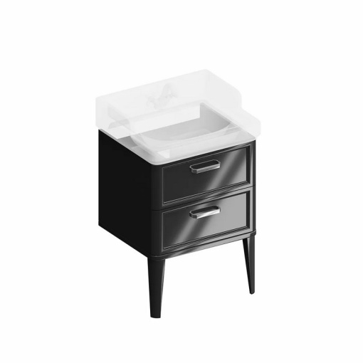 PO.M.60.2/BLK Тумба POMPEI напольная с 2 ящиками 60, черная глянцевая KERAMA MARAZZI