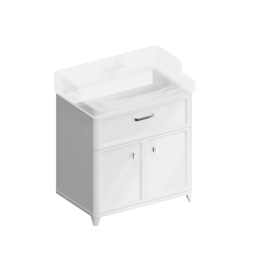 PO.M.80.1/WHT Тумба POMPEI напольная с ящиком и дверцами 80, белая глянцевая KERAMA MARAZZI