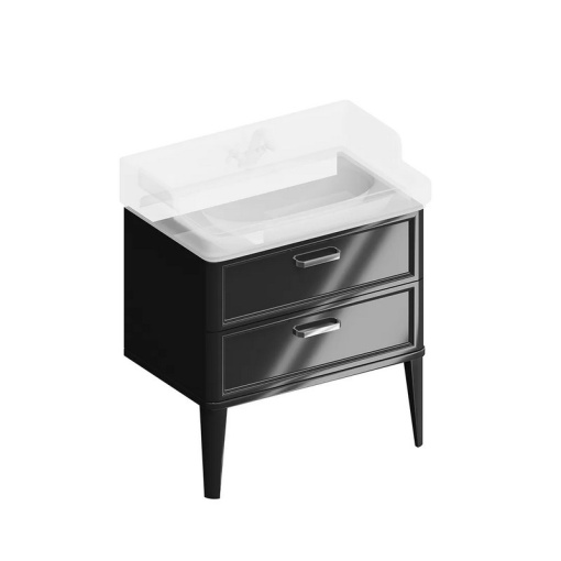 PO.M.80.2/BLK Тумба POMPEI напольная с 2 ящиками 80, черная глянцевая KERAMA MARAZZI