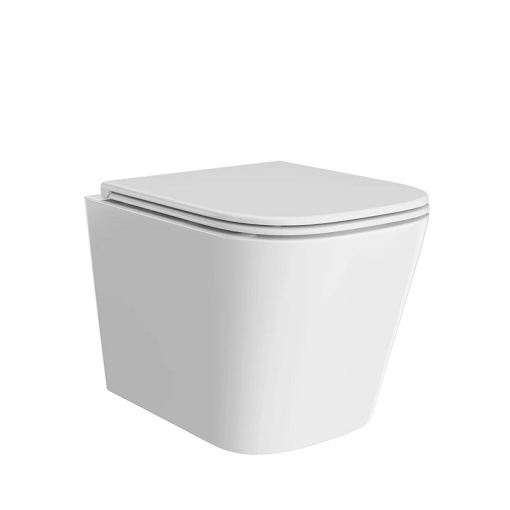 CU.wc.02 Унитаз CUBO подвесной безободковый с крепежом и сиденьем, белый глянцевый KERAMA MARAZZI