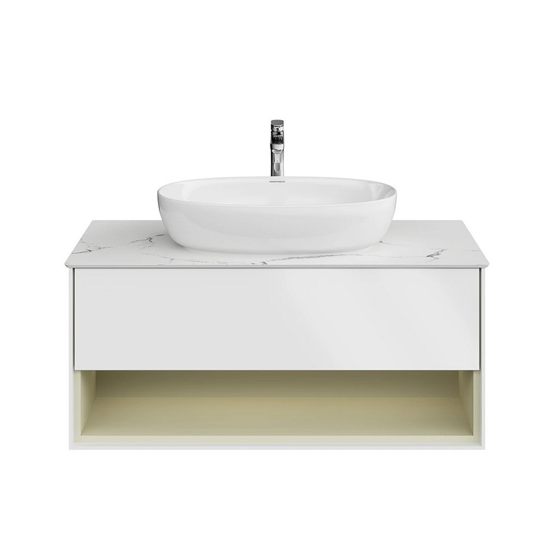 KMPMCb100MSg1 Тумба Plaza Modern/Плаза Модерн подвесная 100, push, 1 ящик, подсветка, белая матовая+шалфей KERAMA MARAZZI KMPMCb100MSg1 Тумба Plaza Modern/Плаза Модерн подвесная 100, push, 1 ящик, подсветка, белая матовая+шалфей KERAMA MARAZZI