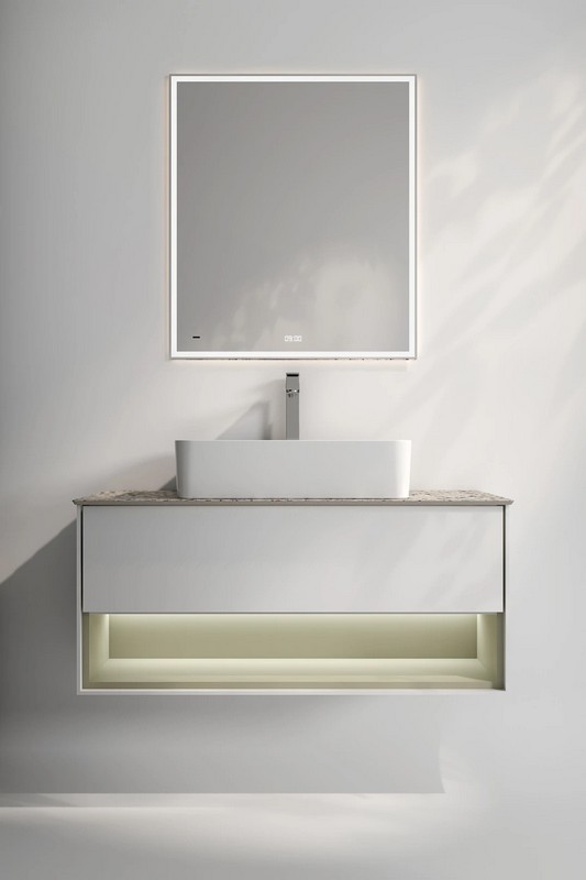 KMPMCb100MSg1 Тумба Plaza Modern/Плаза Модерн подвесная 100, push, 1 ящик, подсветка, белая матовая+шалфей KERAMA MARAZZI KMPMCb100MSg1 Тумба Plaza Modern/Плаза Модерн подвесная 100, push, 1 ящик, подсветка, белая матовая+шалфей KERAMA MARAZZI