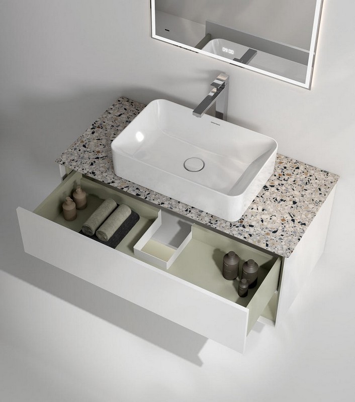 KMPMCb100MSg1 Тумба Plaza Modern/Плаза Модерн подвесная 100, push, 1 ящик, подсветка, белая матовая+шалфей KERAMA MARAZZI KMPMCb100MSg1 Тумба Plaza Modern/Плаза Модерн подвесная 100, push, 1 ящик, подсветка, белая матовая+шалфей KERAMA MARAZZI