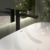 Смеситель для раковины OLE однорычажный высокий без донного клапана, матовый черный KERAMA MARAZZI