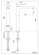 Смеситель для раковины OLE однорычажный высокий без донного клапана, золотой атласный KERAMA MARAZZI