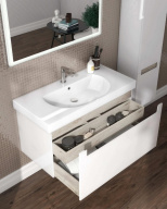 BGP.100.1+1/WHT Тумба BUONGIORNO PLUS подвесная 100, 1+1, белый+дуб кантри KERAMA MARAZZI