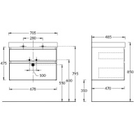 CU.70/MAL Тумба CUBO подвесная 70 мальва 2 ящика KERAMA MARAZZI