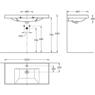 CU.wb.100 Раковина CUBO 100 см с крепежом KERAMA MARAZZI