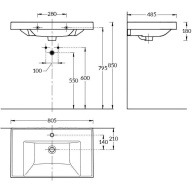 CU.wb.80 Раковина CUBO 80 см с крепежом KERAMA MARAZZI