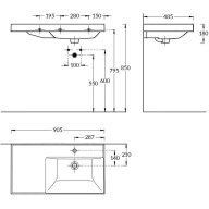 CU.wb.90Rh Раковина CUBO 90 правая с крепежом KERAMA MARAZZI