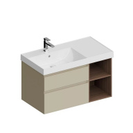CUB.90.2Lh/LIM.N Тумба CUBO левая подвесная с ящиками 90, лимо матовая- структ.орех KERAMA MARAZZI