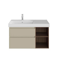 CUB.90.2Lh/LIM.N Тумба CUBO левая подвесная с ящиками 90, лимо матовая- структ.орех KERAMA MARAZZI