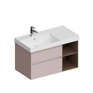 CUB.90.2Lh/MAL.N Тумба CUBO левая подвесная с ящиками 90, мальва матовая- структ.орех KERAMA MARAZZI