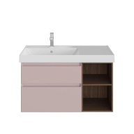 CUB.90.2Lh/MAL.N Тумба CUBO левая подвесная с ящиками 90, мальва матовая- структ.орех KERAMA MARAZZI