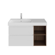 CUB.90.2Lh/WHTM.N Тумба CUBO левая подвесная с ящиками 90, белая матовая-структ.орех KERAMA MARAZZI
