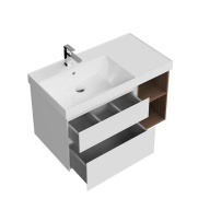 CUB.90.2Lh/WHTM.N Тумба CUBO левая подвесная с ящиками 90, белая матовая-структ.орех KERAMA MARAZZI