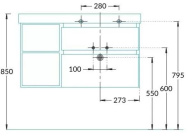 CUB.90.2Rh/LIM.N Тумба CUBO правая подвесная с ящиками 90, лимо матовая- структ.орех KERAMA MARAZZI