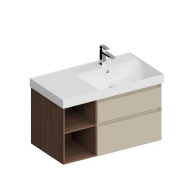 CUB.90.2Rh/LIM.N Тумба CUBO правая подвесная с ящиками 90, лимо матовая- структ.орех KERAMA MARAZZI