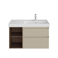 CUB.90.2Rh/LIM.N Тумба CUBO правая подвесная с ящиками 90, лимо матовая- структ.орех KERAMA MARAZZI