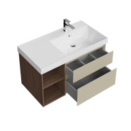 CUB.90.2Rh/LIM.N Тумба CUBO правая подвесная с ящиками 90, лимо матовая- структ.орех KERAMA MARAZZI