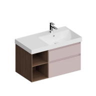 CUB.90.2Rh/MAL.N Тумба CUBO правая подвесная с ящиками 90, мальва матовая- структ.орех KERAMA MARAZZI