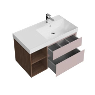 CUB.90.2Rh/MAL.N Тумба CUBO правая подвесная с ящиками 90, мальва матовая- структ.орех KERAMA MARAZZI
