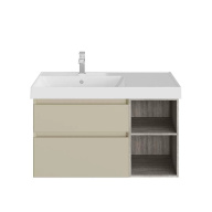 CUB.90Lh/LIM Тумба CUBO левая подвесная с ящиками 90, лимо матовая-древесная KERAMA MARAZZI