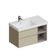 CUB.90Lh/LIM Тумба CUBO левая подвесная с ящиками 90, лимо матовая-древесная KERAMA MARAZZI