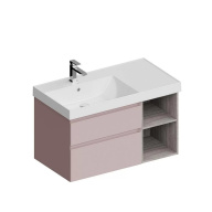CUB.90Lh/MAL Тумба CUBO левая подвесная с ящиками 90, мальва матовая-древесная KERAMA MARAZZI