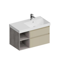 CUB.90Rh/LIM Тумба CUBO правая подвесная с ящиками 90, лимо матовая-древесная KERAMA MARAZZI