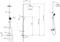 FO.301.KM.BLK.M Душевая колонна FONTE на 3 потока с фикс.изливом с термостатическим смесителем, черный KERAMA MARAZZI