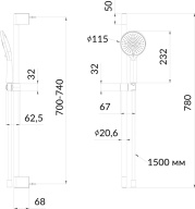 FO.505.KM.BLK.M Душевой гарнитур Фонте, черный матовый KERAMA MARAZZI