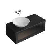 IC.100.1/BLK Тумба ICONICO подвесная 100 с рифленым стеклом, 1 ящик, черная KERAMA MARAZZI