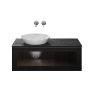 IC.100.1/BLK Тумба ICONICO подвесная 100 с рифленым стеклом, 1 ящик, черная KERAMA MARAZZI