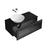 IC.100.1/BLK Тумба ICONICO подвесная 100 с рифленым стеклом, 1 ящик, черная KERAMA MARAZZI