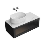 IC.100.1/BLK Тумба ICONICO подвесная 100 с рифленым стеклом, 1 ящик, черная KERAMA MARAZZI