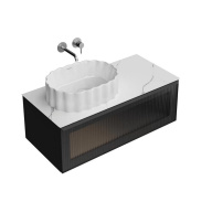 IC.100.1/BLK Тумба ICONICO подвесная 100 с рифленым стеклом, 1 ящик, черная KERAMA MARAZZI