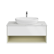 KMPMCb100MSg1 Тумба Plaza Modern/Плаза Модерн подвесная 100, push, 1 ящик, подсветка, белая матовая+шалфей KERAMA MARAZZI KMPMCb100MSg1 Тумба Plaza Modern/Плаза Модерн подвесная 100, push, 1 ящик, подсветка, белая матовая+шалфей KERAMA MARAZZI