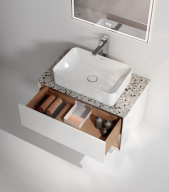 KMPMCb100MSh1 Тумба Plaza Modern/Плаза Модерн подвесная 100, push, 1 ящик, подсветка, белая матовая+сахара KERAMA MARAZZI
