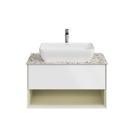 KMPMCb80MSg1 Тумба Plaza Modern/Плаза Модерн подвесная 80, push, 1 ящик, подсветка, белая матовая+шалфей KERAMA MARAZZI