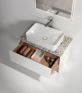 KMPMCb80MSh1 Тумба Plaza Modern/Плаза Модерн подвесная 80, push, 1 ящик, подсветка, белая матовая+сахара KERAMA MARAZZI