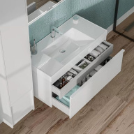 MOD.100.1+1/WHT Тумба MODULA подвесная 100 с ящиком 1+1, белая глянцевая KERAMA MARAZZI