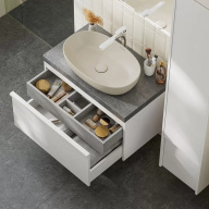 MOD.80.1+1/WHT Тумба MODULA подвесная 80 с ящиком 1+1, белая глянцевая KERAMA MARAZZI